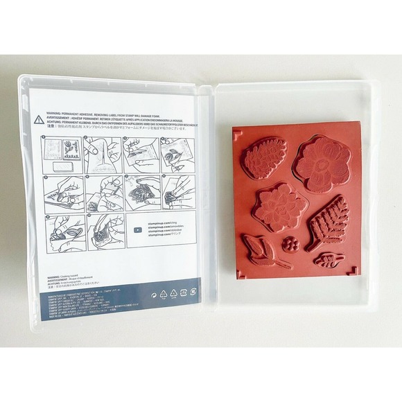 Stampin Up Retired Cling Mount PAINTED SEASONS Flowers Leaves Pine Cone Nature - Picture 4 of 5